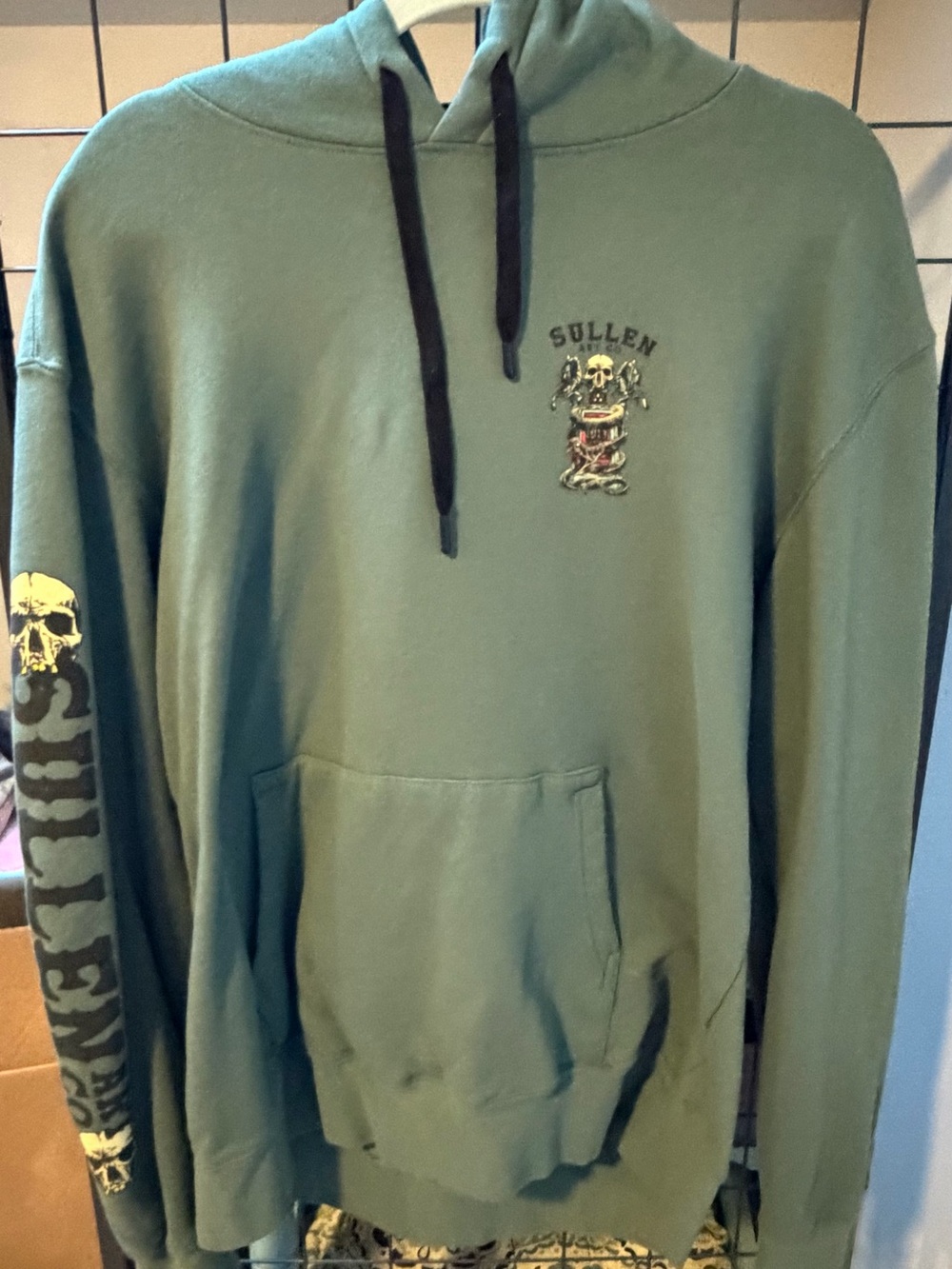 Sullen Mens L Sage Green Graphic Hoodie